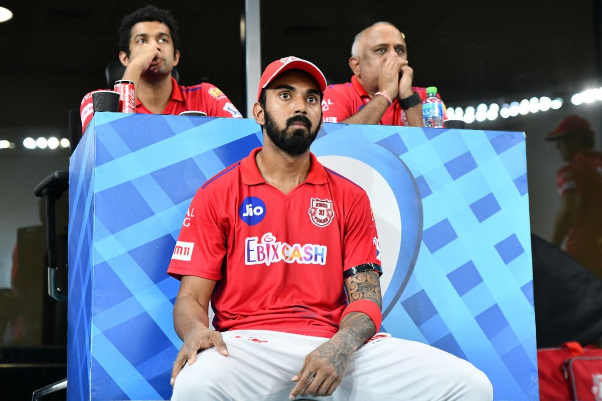 A Tense Kl Rahul Looks On From The Dressing Room Espncricinfo