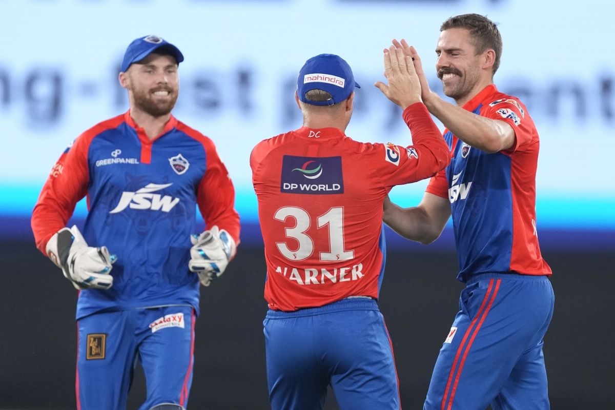 Phil Salt David Warner And Anrich Nortje Celebrate A Wicket