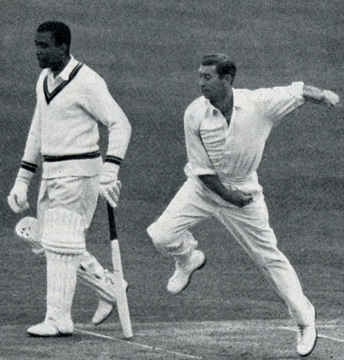 Derek Shackleton Bowls Ken Barrington Watches During An Experimental