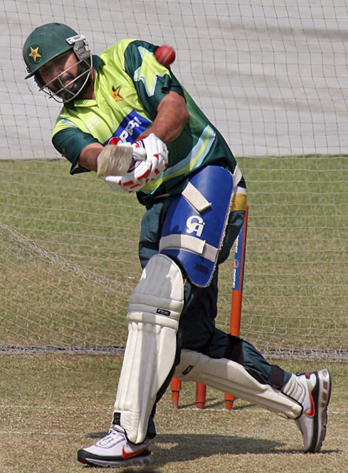 Inzamam Ul Haq Skips Down The Pitch During A Net Session ESPNcricinfo