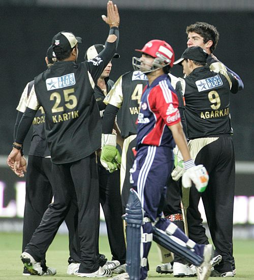 Kolkata Knight Riders Celebrate The Dismissal Of Gautam Gambhir