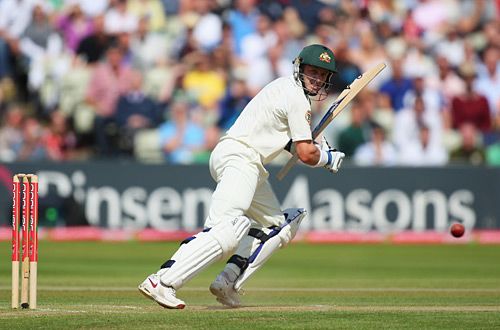 Michael Hussey Plays To Leg During The Opening Overs Of The Day