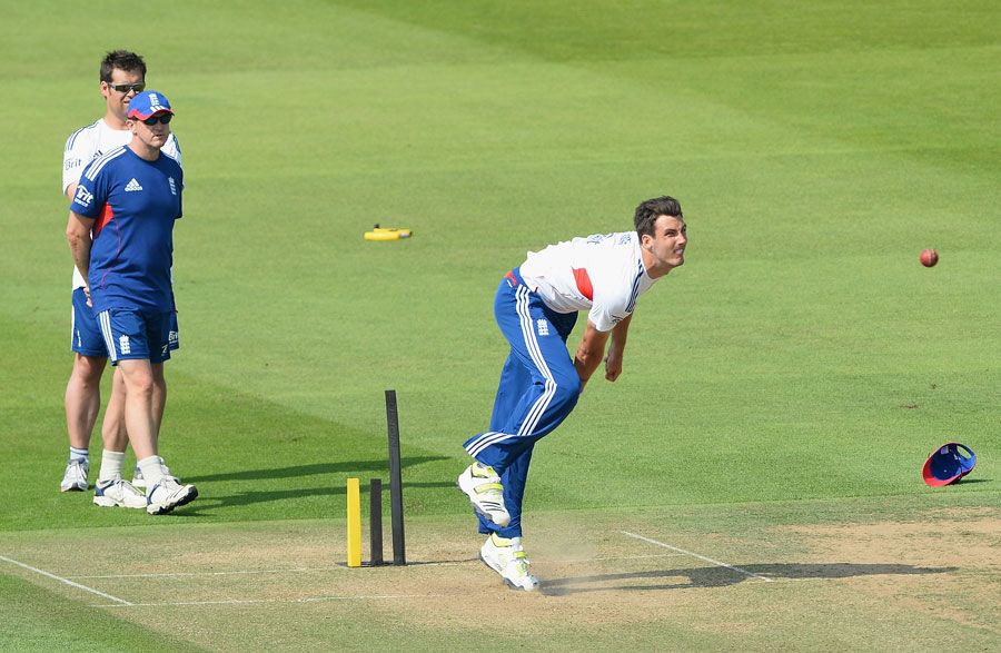 Steven Finn Bowls Watched By Andy Flower ESPNcricinfo