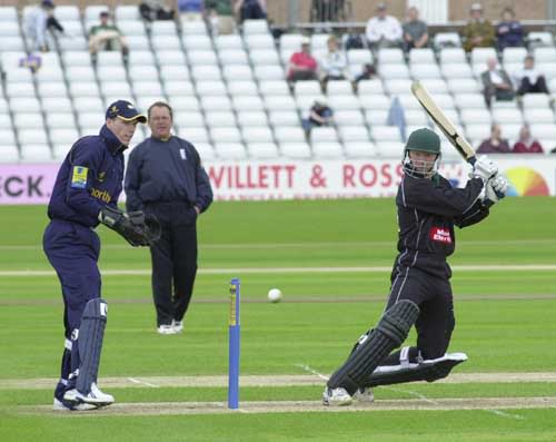 Gareth Batty Cuts Graeme Bridge As Andrew Pratt Looks On Espncricinfo