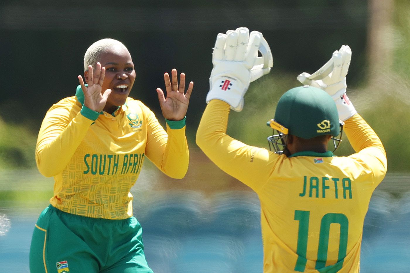 Nonkululeko Mlaba And Sinalo Jafta Celebrate A Wicket ESPNcricinfo