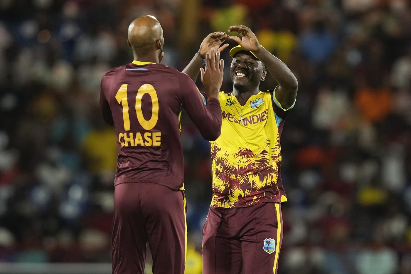 Roston Chase And Sherfane Rutherford Celebrate A Wicket Espncricinfo