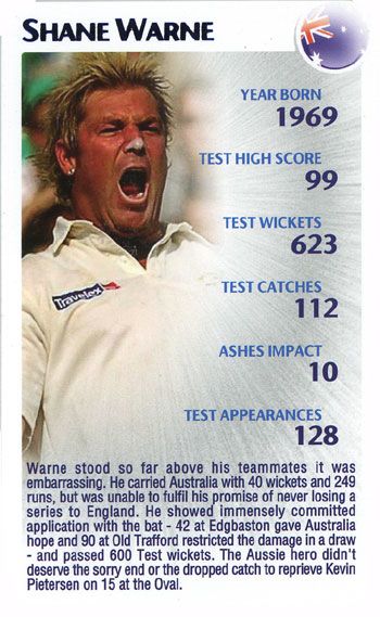 Shane Warne Top Trumps Card ESPNcricinfo