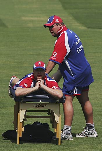 Andrew Flintoff Gets A Massage After A Net Session Espncricinfo