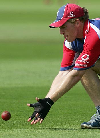 Jamie Dalrymple Keeps His Eye On The Ball During A Fielding Session At