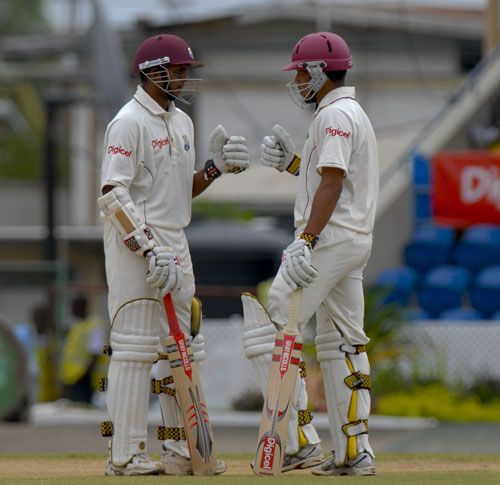 Shivnarine Chanderpaul And Ramnaresh Sarwan Confer During Their Run