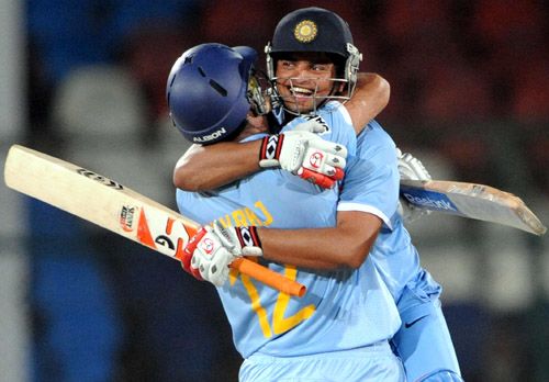 Suresh Raina Gets A Hug From Yuvraj Singh Espncricinfo