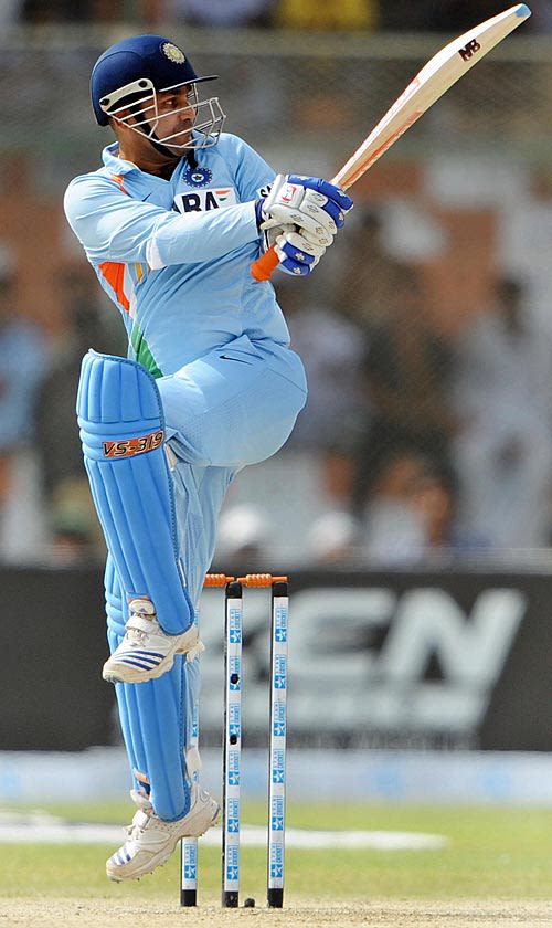 Virender Sehwag Pulls To The Backward Square Leg Boundary