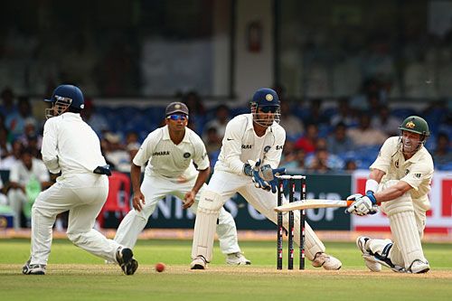 Michael Hussey Sweeps Towards Short Leg Espncricinfo