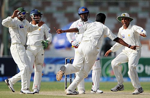 Danish Kaneria Celebrates The Dismissal Of Kumar Sangakkara