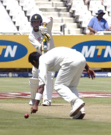 Herschelle Gibbs Plays Defensively With Waqar Younis Fielding Off His