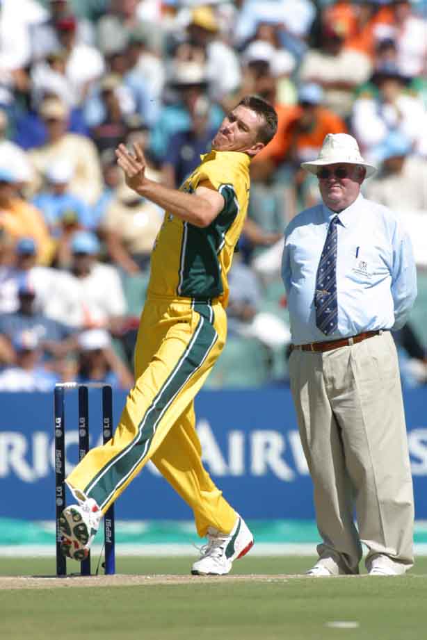 Glenn McGrath In Action As Umpire Shepherd Watches ESPNcricinfo