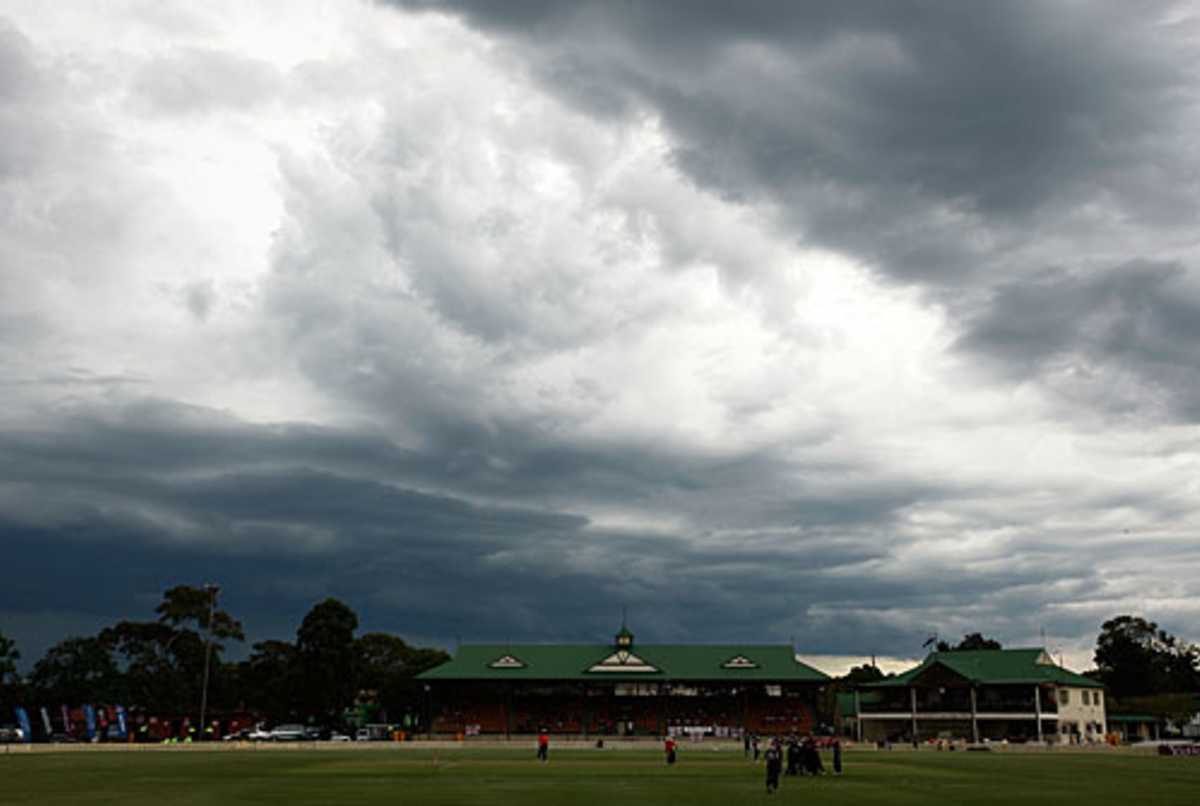 Dark clouds gather over the Bankstown Oval
