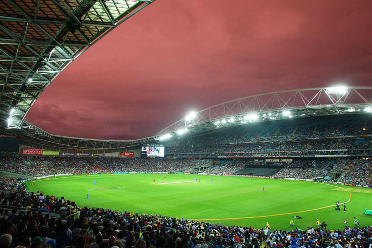 International cricket debuted at Stadium Australia in the first T20I