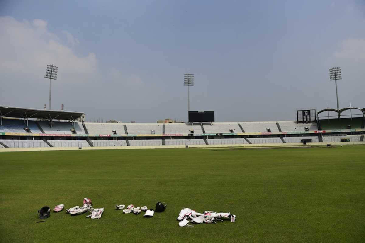 Training equipment on the outfield in Mirpur