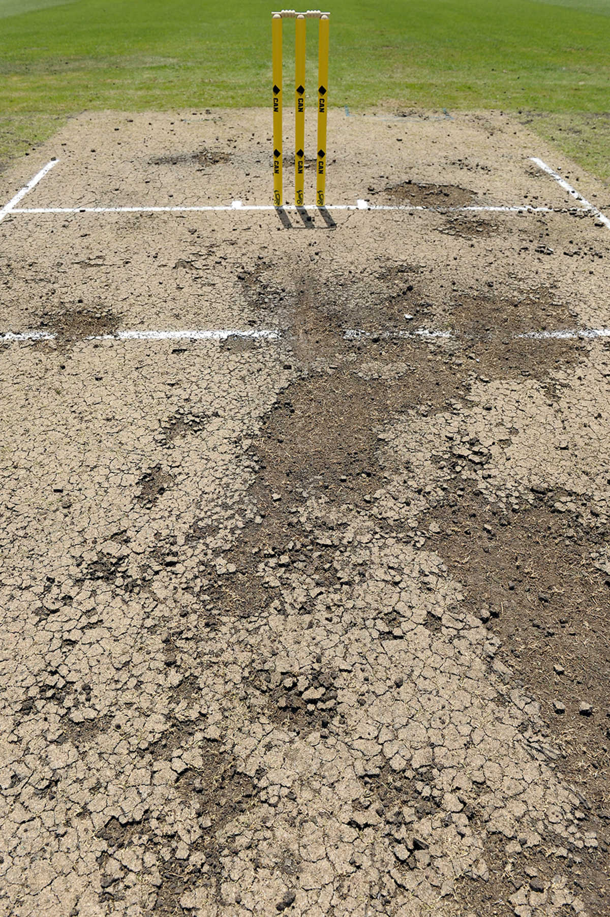 The pitch for the New Zealanders' tour game shows signs of deterioration