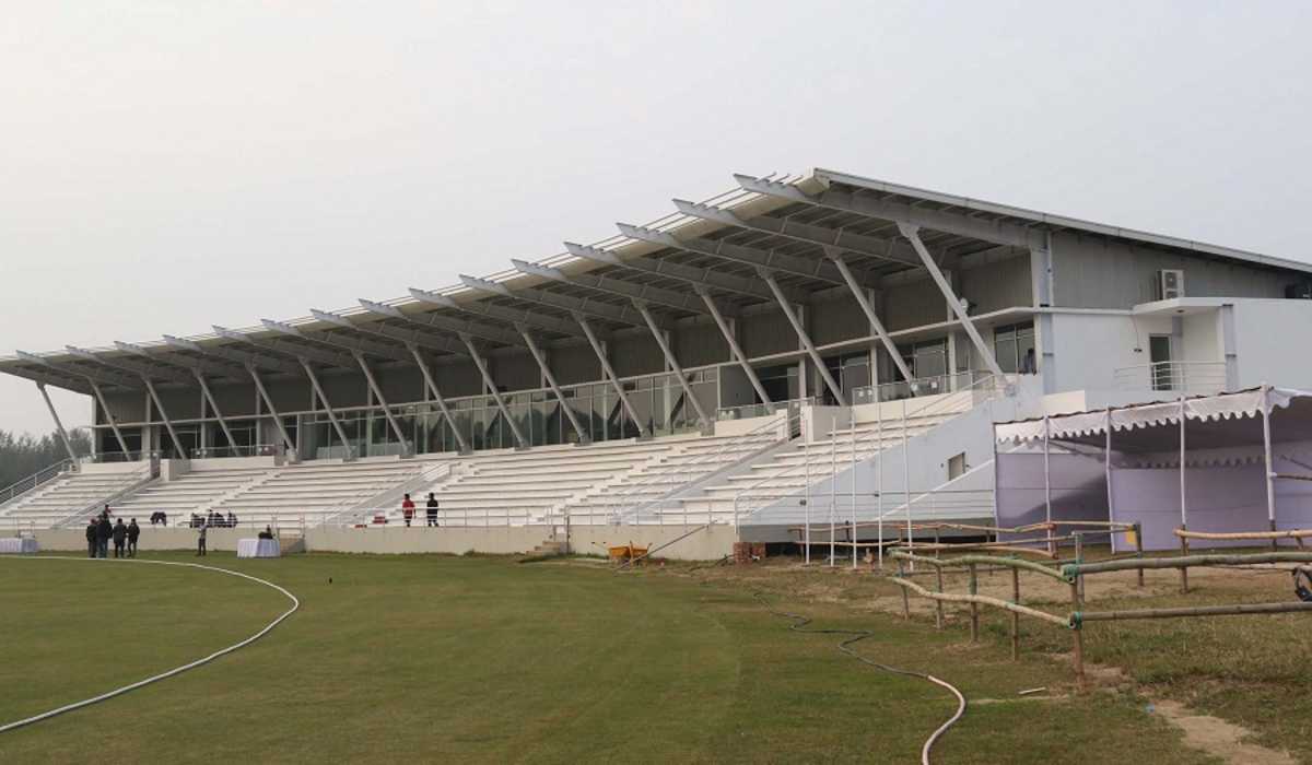 The single stand of the Sheikh Kamal International Cricket Stadium
