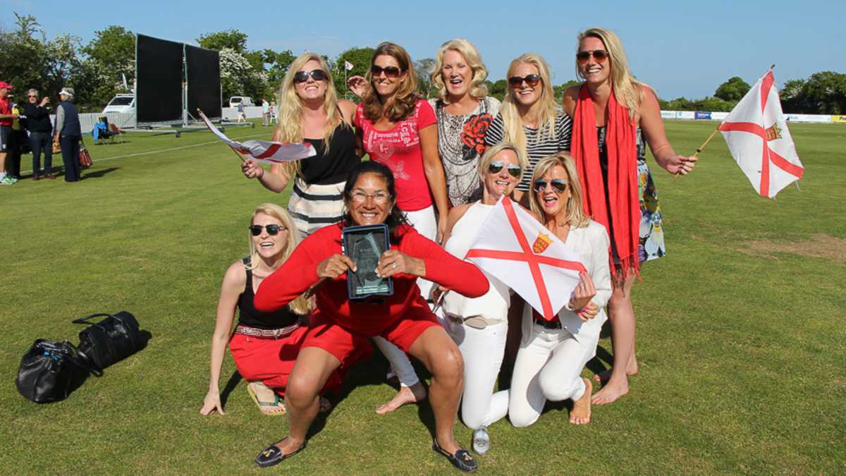 Jersey female supporters show their enthusiasm after the win, Jersey v Guernsey, ICC World Cricket League Division Five, St Martin, May 25, 2016