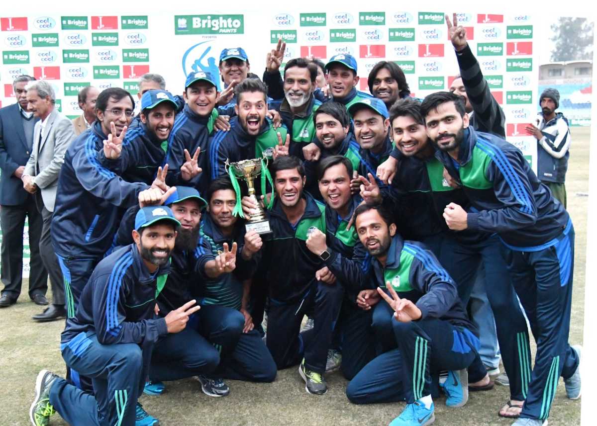 The Karachi Whites players celebrate their victory, Islamabad v Karachi Whites, Regional One-Day Cup, final, Rawalpindi, February 11, 2018