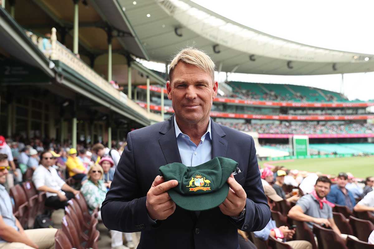 Shane Warne with his baggy green