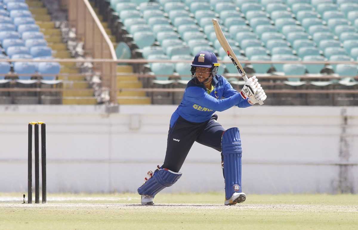 Richa Ghosh drives to the off side, Railways vs Bengal, Rajkot, Women's Senior One Day Trophy 2020-21, April 1, 2021