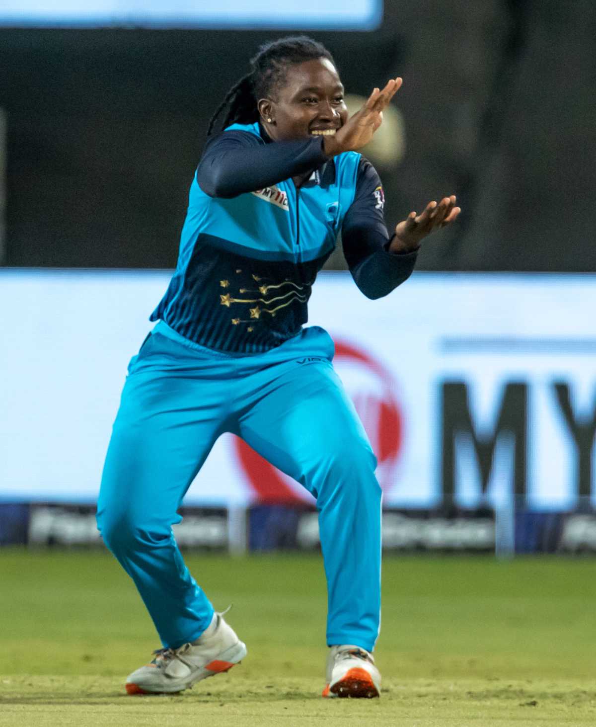 Deandra Dottin is ecstatic after picking up the wicket of Shafali Verma, Supernovas vs Velocity, Final, Women's T20 Challenge 2022, Pune, May 28, 2022