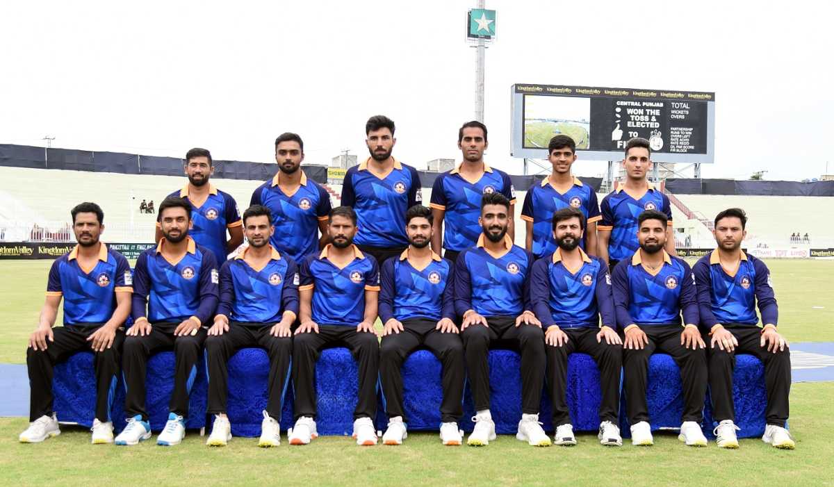 The Central Punjab players pose for a team photograph, Central Punjab vs Northern, Rawalpindi, National T20 Cup, September 4, 2022