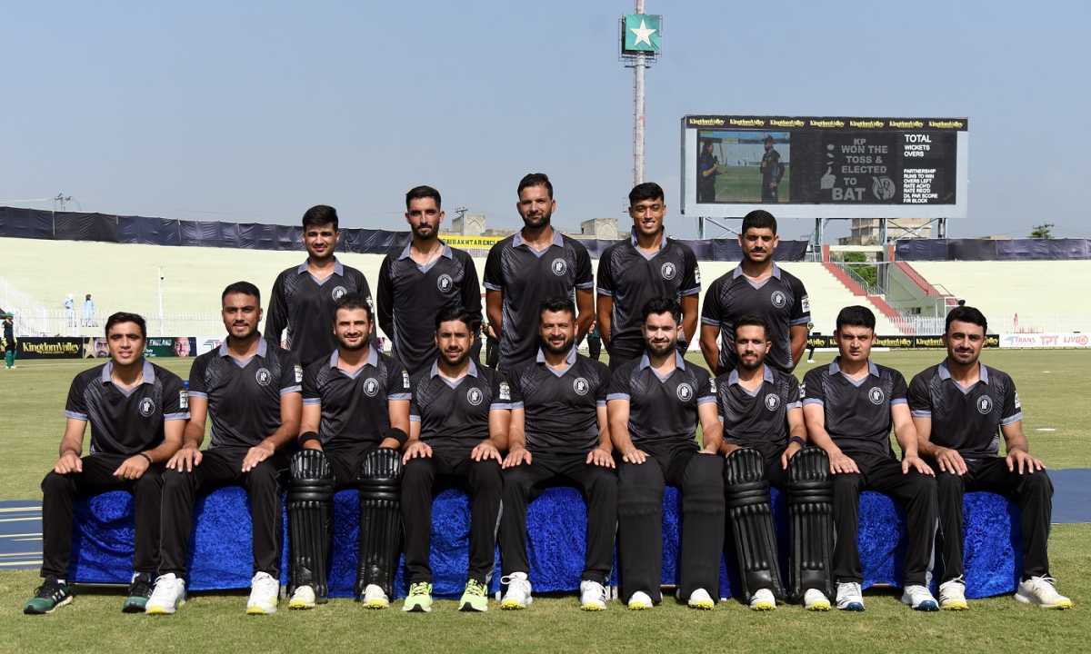 The Khyber Pakhtunkhwa players pose for a team photograph, Balochistan vs Khyber Pakhtunkhwa, Rawalpindi, National T20 Cup, September 7, 2022