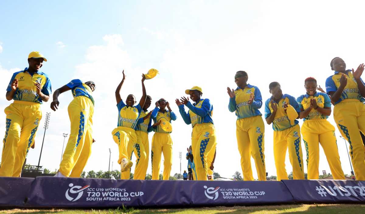 Rwanda celebrate after being West Indies