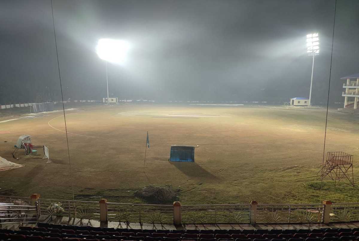 The floodlights at the Luwangpokpa Cricket Stadium in Imphal are soon to be inaugurated, Imphal, January 20, 2023