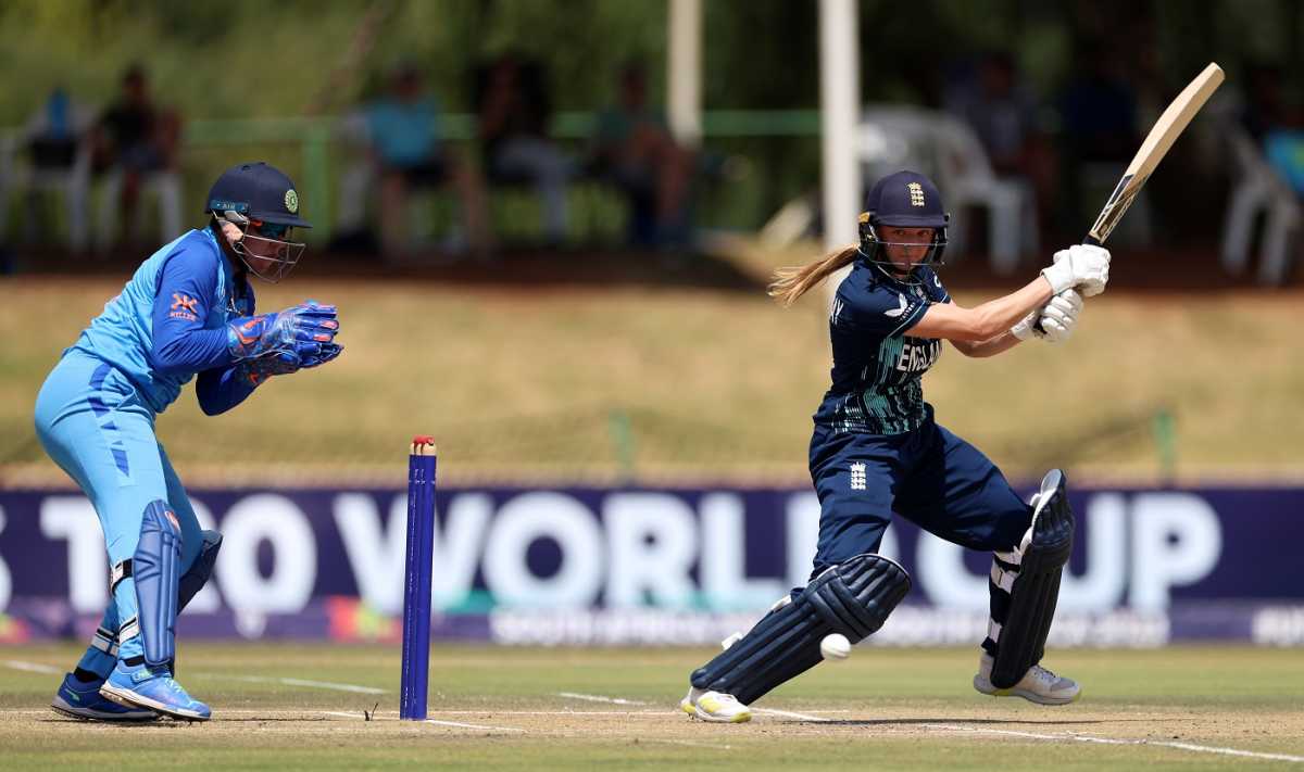 Ryana MacDonald-Gay provided a brief resistance, India vs England, U-19 Women's T20 World Cup, final, Potchefstroom, January 29, 2023