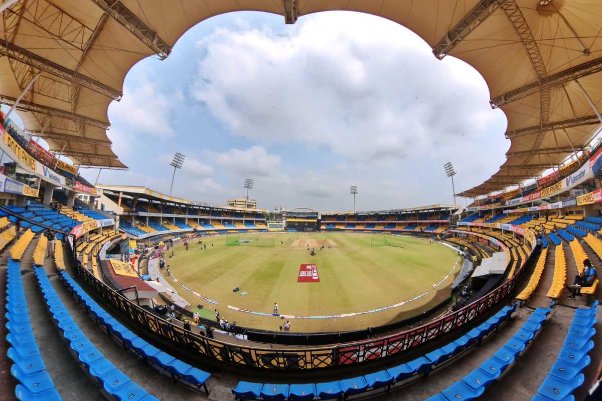 The Holkar Cricket Stadium in Indore sets up to host India and Australia