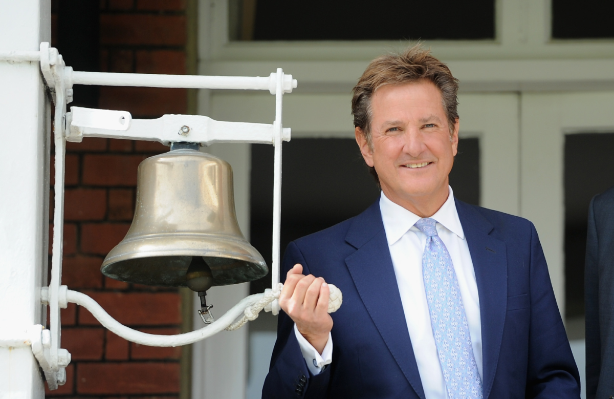 Mark Nicholas, the incoming president of MCC, pictured ringing the five-minute bell during a Test at Lord's