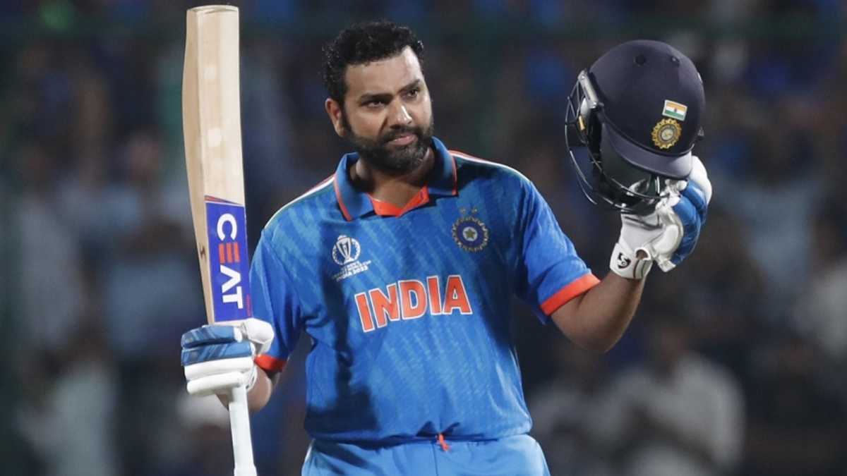 Rohit Sharma brought up his century in the 18th over of the chase
