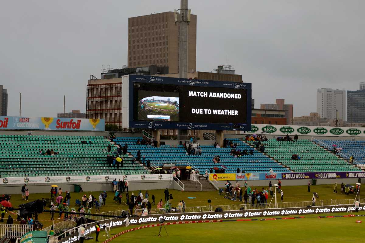 The first game of India's tour of South Africa was washed out without a toss
