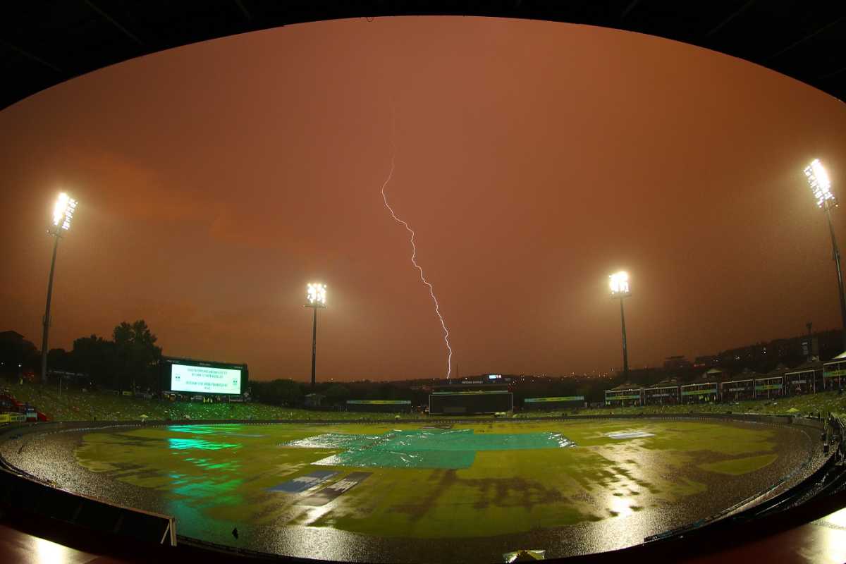 Rain and lightening halted play in Centurion, Pretoria Capitals vs Joburg Super Kings, SA20 2024, Centurion, January 27, 2024