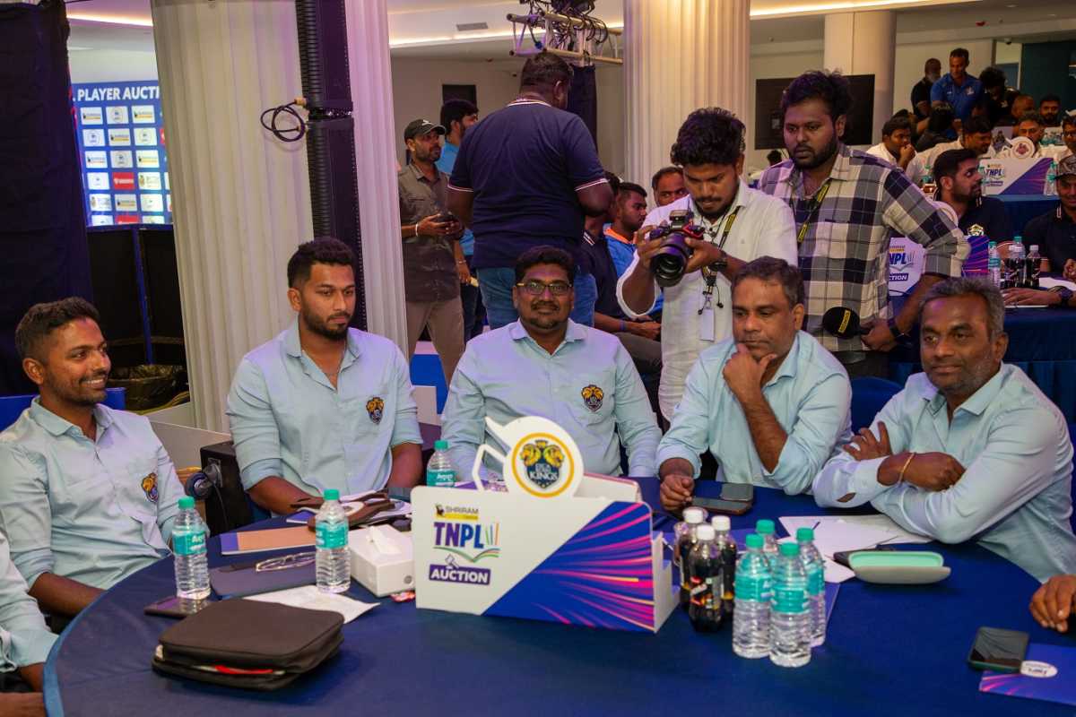 Shahrukh Khan was an active presence at Lyca Kovai Kings auction table in the TNPL 2024 auction, Chennai, February 7, 2024