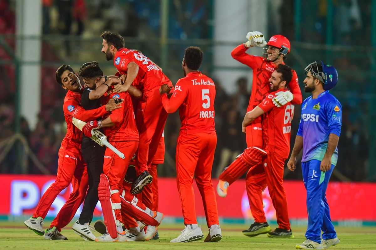 The Islamabad United players celebrate their win, Islamabad United vs Multan Sultans, PSL, final, Karachi, March 18, 2024