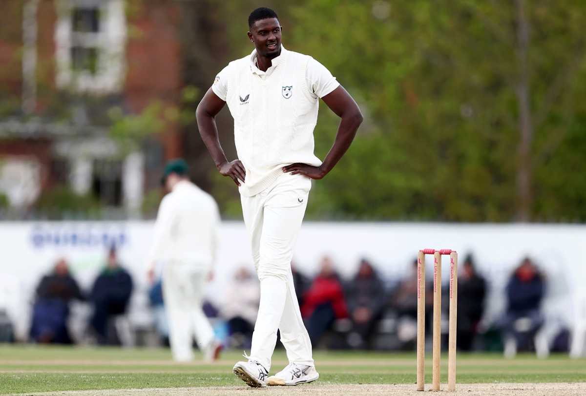 Jason Holder claimed a three-wicket haul on day one, Worcestershire vs Somerset, County Championship, Division One, Kidderminster, April 26, 2024