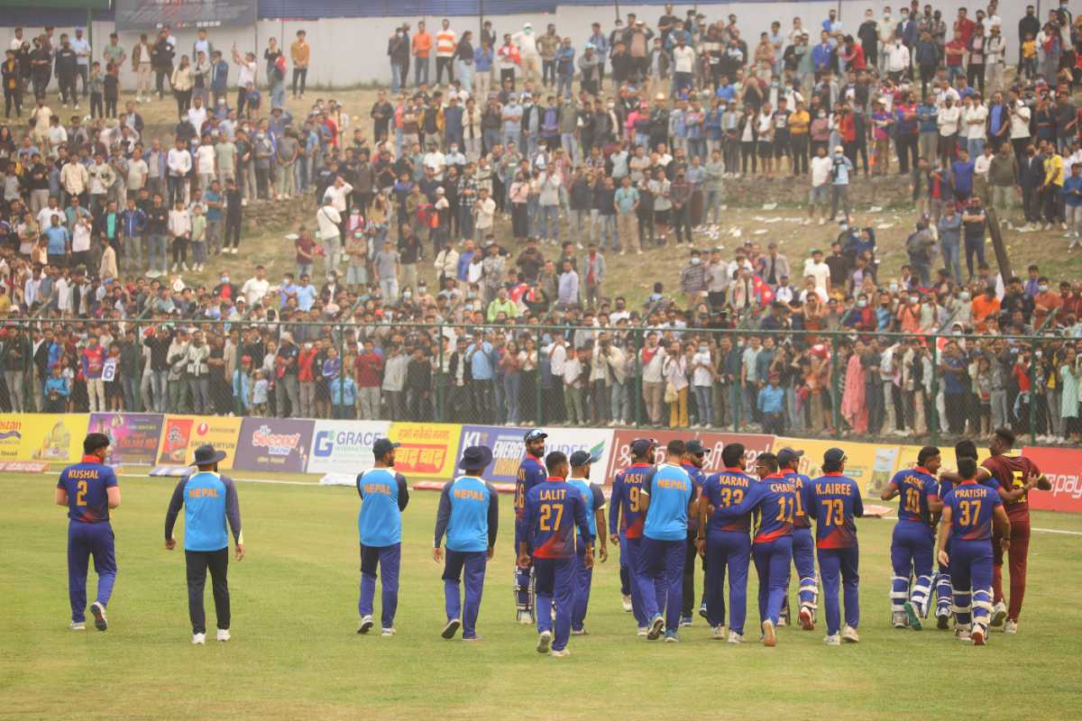 Nepal do a lap of honour after beating West Indies A in the fifth T20