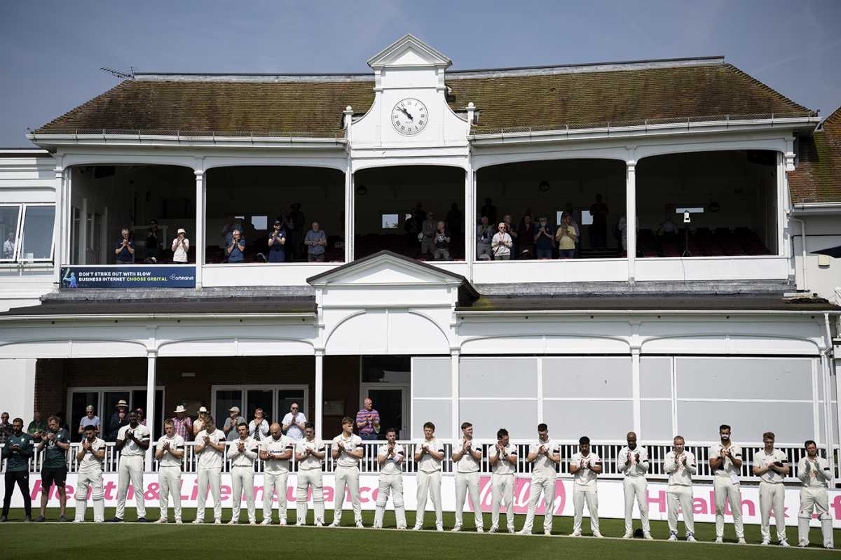 Kent and Worcestershire observed a minute's applause following the death of Josh Baker, Kent vs Worcestershire, County Championship, Division One, Canterbury, May 10, 2024