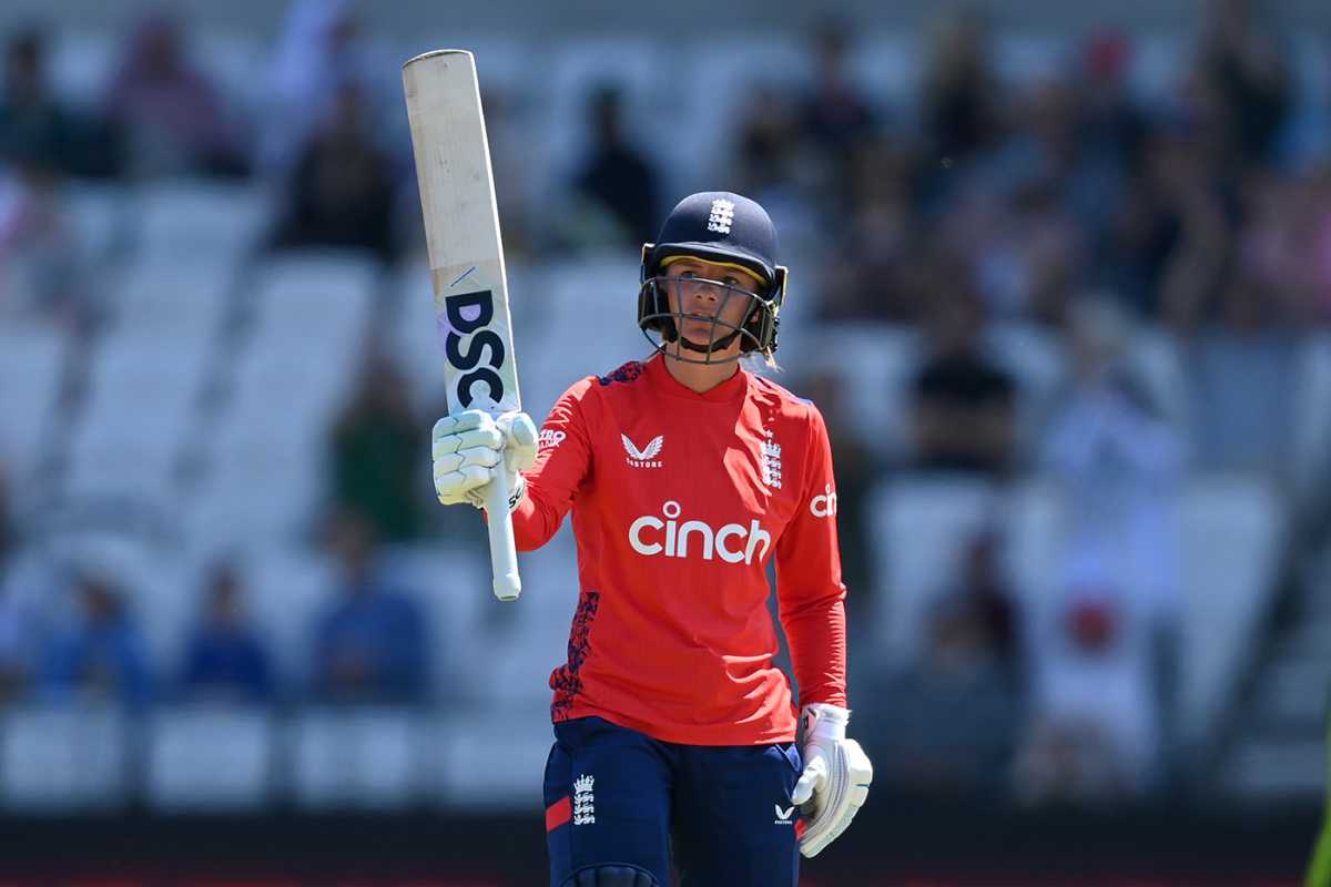 Danni Wyatt acknowledges her half-century, England vs Pakistan, 3rd Women's T20I, Headingley, May 19, 2024