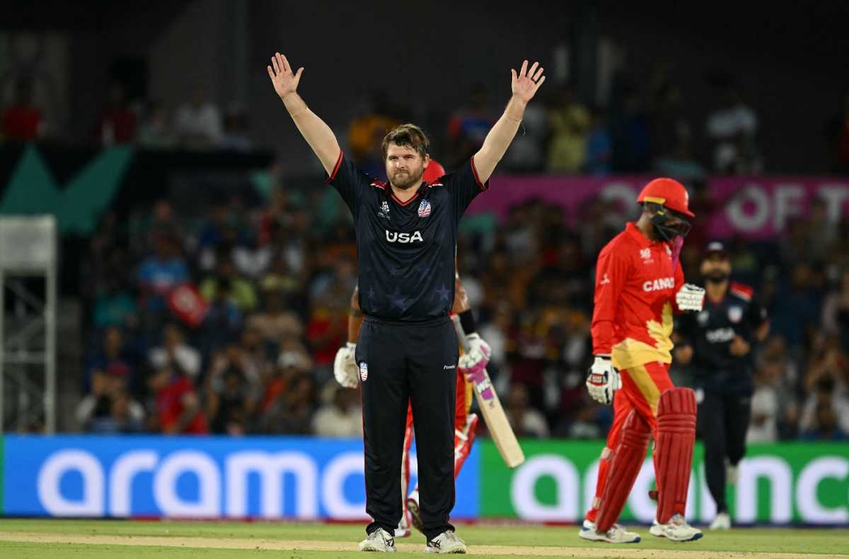Corey Anderson picked up a wicket off his first ball at the T20 World Cup 2024, USA vs Canada, T20 World Cup 2024, Group A, Dallas, June 1, 2024