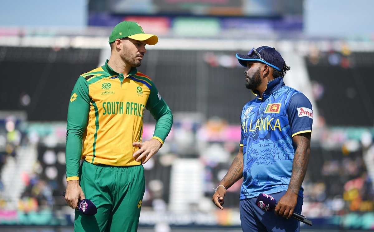 Aiden Markram and Wanindu Hasaranga at the toss, Sri Lanka vs South Africa, T20 World Cup 2024, New York, June 3, 2024