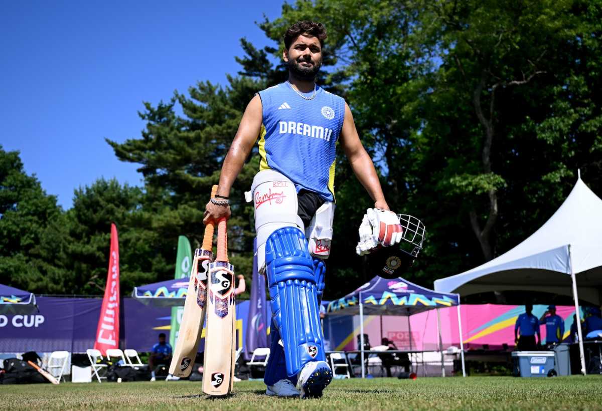 Rishabh Pant at practice on the eve of India's T20 World Cup opener against Ireland in New York, June 4, 2024