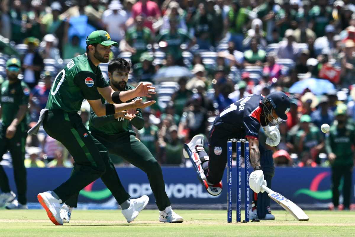 Shaheen Afridi and Mohammad Amir were unable to run Nitish Kumar out, T20 World Cup 2024, USA vs Pakistan, Dallas, June 6 2024